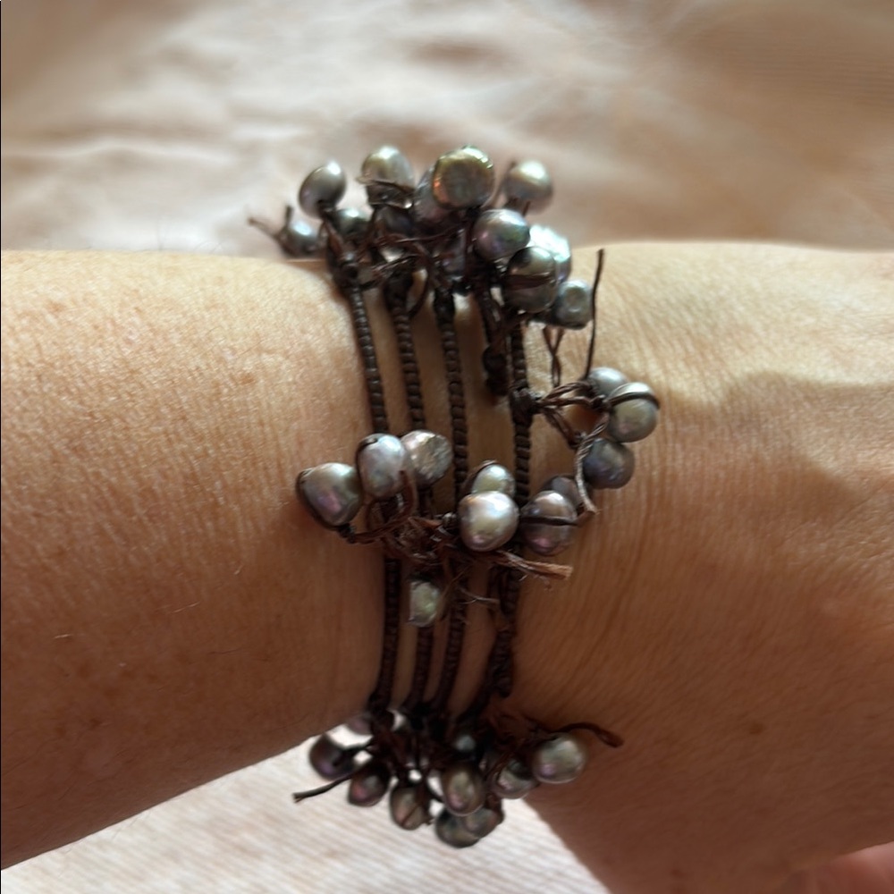 Pearl Cluster Wire Wrap Bracelet